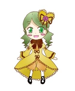 Rating: Safe Score: 0 Tags: 1girl :d blush_stickers bow dress full_body green_eyes green_hair image kanaria long_sleeves open_mouth simple_background smile solo standing white_background yellow_dress User: admin