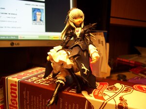 Rating: Safe Score: 0 Tags: 1girl 3d blonde_hair blurry boots doll dress frills hairband long_hair long_sleeves sitting solo suigintou User: admin