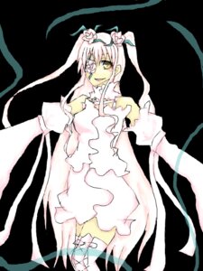 Rating: Safe Score: 0 Tags: 1girl black_background dress eyepatch flower frills image kirakishou long_hair long_sleeves looking_at_viewer pink_hair rose simple_background solo very_long_hair white_dress wide_sleeves yellow_eyes User: admin