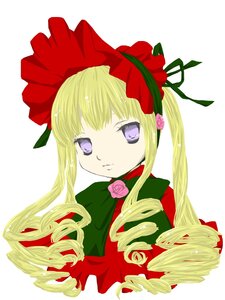 Rating: Safe Score: 0 Tags: 1girl blonde_hair bonnet bow drill_hair flower image long_hair long_sleeves looking_at_viewer ringlets rose shinku simple_background solo striped striped_background upper_body white_background User: admin