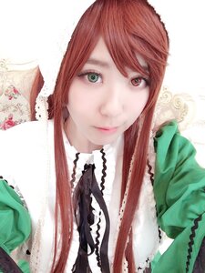 Rating: Safe Score: 0 Tags: 1girl bangs closed_mouth eyelashes green_dress green_jacket lips long_hair looking_at_viewer red_hair solo striped suiseiseki upper_body vertical_stripes white_background User: admin