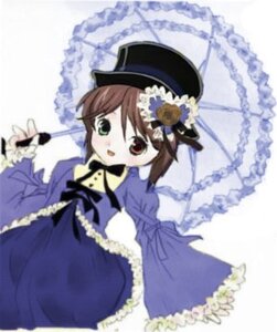 Rating: Safe Score: 0 Tags: 1girl blue_dress blush bow bowtie brown_hair costume_switch dress frills green_eyes hat heterochromia holding_umbrella image long_sleeves looking_at_viewer open_mouth parasol red_eyes short_hair smile solo souseiseki suiseiseki top_hat umbrella white_background User: admin