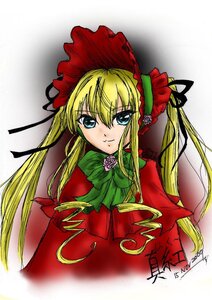 Rating: Safe Score: 0 Tags: 1girl blonde_hair blue_eyes bonnet bow bowtie capelet closed_mouth dress flower green_bow green_neckwear image long_hair long_sleeves looking_at_viewer red_capelet red_dress rose shinku sidelocks simple_background solo twintails upper_body white_background User: admin