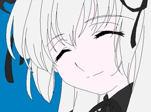 Rating: Safe Score: 0 Tags: 1girl black_ribbon blush closed_eyes closed_mouth eyebrows_visible_through_hair hair_ribbon image ribbon simple_background smile solo suigintou User: admin