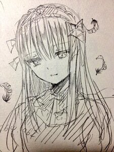 Rating: Safe Score: 0 Tags: 1girl bangs bird bow bug butterfly closed_mouth eyebrows_visible_through_hair feathers greyscale horns image insect long_hair looking_at_viewer monochrome solo suigintou traditional_media upper_body User: admin
