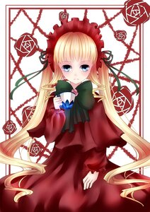 Rating: Safe Score: 0 Tags: 1girl blonde_hair blue_eyes bonnet bow cup dress flower image long_hair long_sleeves looking_at_viewer red_dress rose shinku solo twintails very_long_hair User: admin