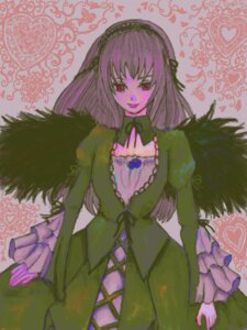 Rating: Safe Score: 0 Tags: 1girl black_wings dress frilled_sleeves frills hairband heart image long_hair long_sleeves looking_at_viewer red_eyes solo suigintou wings User: admin