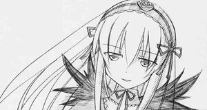 Rating: Safe Score: 0 Tags: 1girl choker dress greyscale hairband image long_hair looking_at_viewer monochrome ribbon simple_background smile solo suigintou white_background User: admin