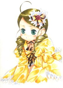 Rating: Safe Score: 0 Tags: 1girl ahoge blonde_hair brown_hair dress drill_hair flower frills green_eyes image kanaria long_sleeves ribbon rose simple_background solo twin_drills white_background yellow_dress User: admin