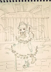 Rating: Safe Score: 0 Tags: 1girl blush dress eyebrows_visible_through_hair image long_hair long_sleeves looking_at_viewer monochrome shinku sketch solo standing very_long_hair User: admin