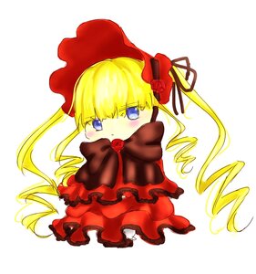 Rating: Safe Score: 0 Tags: 1girl blonde_hair blue_eyes blush bonnet bow bowtie chibi dress drill_hair flower full_body image long_hair looking_at_viewer red_dress rose shinku simple_background solo twintails very_long_hair white_background User: admin