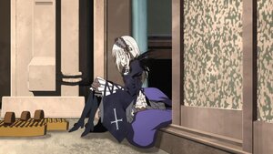 Rating: Safe Score: 0 Tags: 1girl dress image juliet_sleeves long_hair long_sleeves puffy_sleeves silver_hair sitting solo suigintou thighhighs User: admin