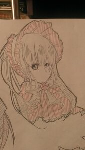 Rating: Safe Score: 0 Tags: 1girl bonnet flower frills image long_hair looking_at_viewer monochrome photo shinku solo traditional_media User: admin