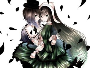 Rating: Safe Score: 0 Tags: 2girls black_hair dress green_dress green_eyes hat holding_hands image long_hair long_sleeves multiple_girls pair petals short_hair siblings sisters souseiseki suiseiseki top_hat very_long_hair yuri User: admin