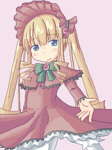 Rating: Safe Score: 0 Tags: 1girl blonde_hair blue_eyes blush bow bowtie dress flower frills green_bow image long_hair long_sleeves looking_at_viewer oekaki shinku simple_background smile solo striped twintails User: admin