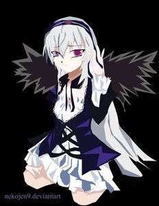 Rating: Safe Score: 0 Tags: 1girl breasts cowboy_shot dress frills hairband image long_sleeves purple_eyes solo suigintou underwear User: admin