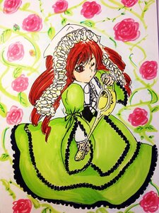 Rating: Safe Score: 0 Tags: 1girl dress drill_hair flower frills green_dress hat head_scarf image lolita_fashion long_hair long_sleeves orange_flower pink_flower pink_rose purple_rose red_eyes red_flower red_hair red_rose rose solo suiseiseki thorns traditional_media very_long_hair yellow_rose User: admin