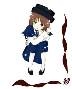 Rating: Safe Score: 0 Tags: 1girl :o argyle argyle_background brown_hair checkered checkered_background checkered_floor full_body green_eyes hat heterochromia image long_sleeves looking_at_viewer pantyhose red_eyes ribbon shorts solo souseiseki top_hat white_legwear User: admin
