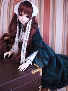 Rating: Safe Score: 0 Tags: 1girl bangs blue_eyes brown_hair curtains doll dress frills lace lolita_fashion long_hair long_sleeves looking_at_viewer solo suiseiseki User: admin