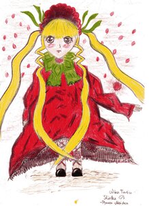 Rating: Safe Score: 0 Tags: 1girl artist_name blonde_hair bow bowtie dated dress green_bow green_neckwear image long_hair long_sleeves looking_at_viewer petals red_dress shinku solo twintails very_long_hair User: admin