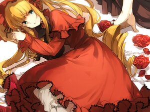 Rating: Safe Score: 0 Tags: 1girl auto_tagged blonde_hair blue_eyes bonnet bow dress flower frills hat image long_hair long_sleeves looking_at_viewer lying on_side petals pink_rose red_dress red_flower red_rose rose rose_petals shinku solo twintails User: admin