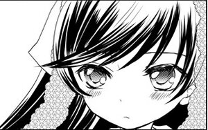 Rating: Safe Score: 0 Tags: 1girl bangs blush close-up face greyscale image looking_at_viewer monochrome simple_background solo suiseiseki User: admin