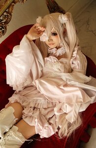 Rating: Safe Score: 0 Tags: 1girl blonde_hair blue_eyes dress eyepatch flower hair_flower hair_ornament kirakishou lips lolita_fashion long_hair realistic rose sitting solo thighhighs twintails User: admin