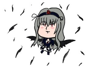 Rating: Safe Score: 0 Tags: 1girl akemi_homura akuma_homura black_feathers black_wings blush chibi dress feathered_wings feathers image long_hair simple_background solo striped suigintou wings User: admin