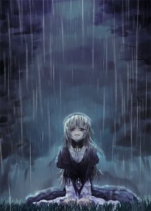 Rating: Safe Score: 0 Tags: 1girl asa_(swallowtail) bangs cloud cloudy_sky commentary_request dress eyebrows_visible_through_hair hair_between_eyes image long_hair long_sleeves outdoors photoshop_(medium) puffy_sleeves rain red_eyes rozen_maiden sitting sky solo suigintou tears wet wet_clothes User: admin