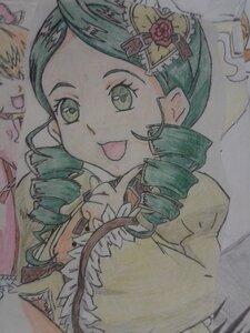 Rating: Safe Score: 0 Tags: 1girl drill_hair flower green_eyes green_hair hair_ornament image kanaria long_sleeves looking_at_viewer open_mouth photo rose smile solo traditional_media twin_drills User: admin