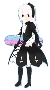 Rating: Safe Score: 0 Tags: 1girl black_dress black_footwear boots dress frills full_body image knee_boots long_hair long_sleeves looking_at_viewer red_eyes simple_background solo standing suigintou white_background white_hair User: admin