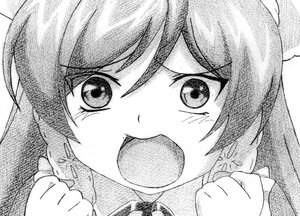 Rating: Safe Score: 0 Tags: 1girl clenched_hands face greyscale image long_hair monochrome open_mouth solo suiseiseki traditional_media User: admin