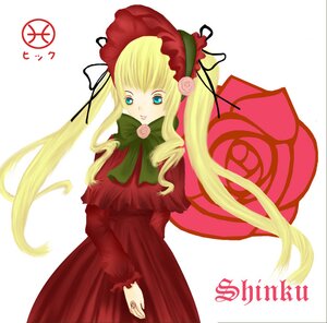 Rating: Safe Score: 0 Tags: 1girl blonde_hair blue_eyes bonnet bow bowtie capelet dress flower green_bow green_neckwear image long_hair long_sleeves looking_at_viewer pink_rose red_dress rose shinku simple_background solo twintails very_long_hair User: admin