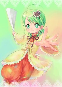 Rating: Safe Score: 0 Tags: 1girl :3 ahoge animal_on_head blush commentary_request drill_hair frills green_eyes green_hair hair_ornament hand_fan image kanaria looking_at_viewer on_head outstretched_arm outstretched_hand pants pokomi rozen_maiden short_hair smile solo twin_drills User: admin