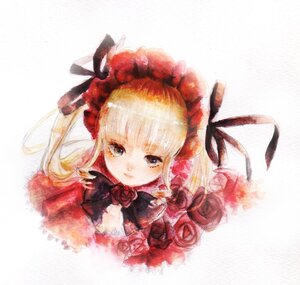 Rating: Safe Score: 0 Tags: 1girl bangs blonde_hair blue_eyes bonnet flower image long_hair looking_at_viewer red_flower red_rose ribbon rose shinku simple_background solo striped twintails upper_body white_background User: admin