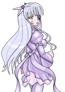 Rating: Safe Score: 0 Tags: 1girl barasuishou breasts dress eyepatch hair_ornament image juliet_sleeves long_hair long_sleeves looking_at_viewer looking_back pantyhose puffy_sleeves silver_hair solo striped vertical_stripes very_long_hair yellow_eyes User: admin