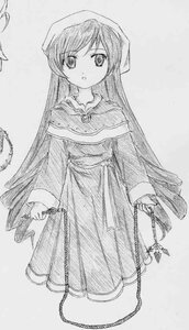 Rating: Safe Score: 0 Tags: 1girl brooch chain dress greyscale image imaizumi_kagerou jewelry long_hair long_sleeves looking_at_viewer monochrome nun simple_background solo standing suiseiseki traditional_media very_long_hair wide_sleeves User: admin