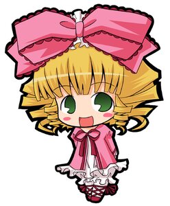 Rating: Safe Score: 0 Tags: 1girl :d blonde_hair blush_stickers bow chibi dress drill_hair frills full_body green_eyes hina_ichigo hinaichigo image imageboard_desourced long_sleeves lowres non-web_source open_mouth pac-man_eyes pink_bow pink_dress pink_footwear ribbon rozen_maiden simple_background smile solo standing suntail white_background User: admin