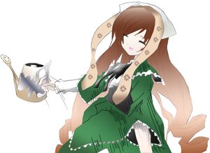 Rating: Safe Score: 0 Tags: 1girl apron brown_hair bucket closed_eyes dress fish head_scarf image long_hair long_sleeves simple_background solo striped suiseiseki tattoo watering_can white_background User: admin