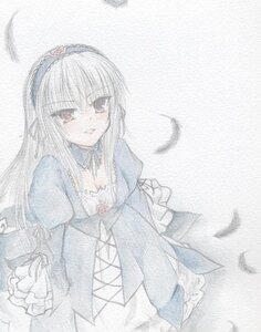 Rating: Safe Score: 0 Tags: 1girl akemi_homura black_hair black_wings choker dress feathers flower frills hairband image long_hair long_sleeves looking_at_viewer puffy_sleeves rose simple_background solo suigintou traditional_media white_background wings User: admin