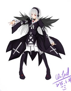 Rating: Safe Score: 0 Tags: 1girl black_wings boots dress frills full_body hairband image juliet_sleeves long_hair long_sleeves looking_at_viewer puffy_sleeves red_eyes silver_hair solo suigintou white_background wings User: admin