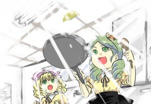 Rating: Safe Score: 0 Tags: 2girls blonde_hair curly_hair drill_hair green_eyes green_hair hat hina_ichigo long_hair multiple_girls open_mouth twin_drills User: admin