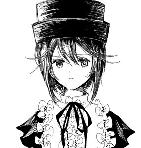 Rating: Safe Score: 0 Tags: 1girl bangs blush closed_mouth eyebrows_visible_through_hair greyscale hat image looking_at_viewer monochrome neck_ribbon ribbon short_hair solo souseiseki upper_body white_background User: admin