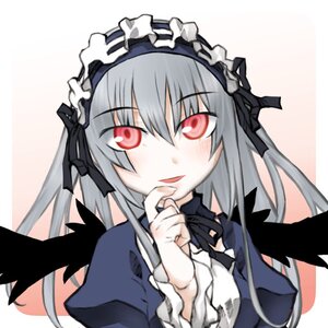 Rating: Safe Score: 0 Tags: 1girl black_wings blush dress flower frills hairband image long_hair long_sleeves looking_at_viewer open_mouth pink_eyes red_eyes rose silver_hair smile solo suigintou upper_body wings User: admin