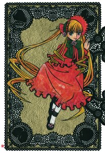 Rating: Safe Score: 0 Tags: 1girl auto_tagged blonde_hair blue_eyes bonnet bow bowtie dress flower full_body green_bow image long_hair long_sleeves looking_at_viewer red_dress rose shinku shoes solo standing twintails very_long_hair User: admin