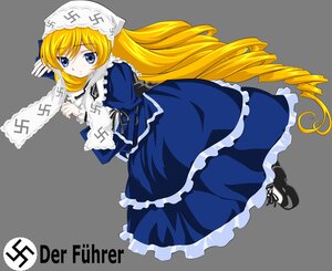 Rating: Safe Score: 0 Tags: 1girl blonde_hair blue_eyes dress drill_hair frills full_body hat image long_hair long_sleeves looking_at_viewer shoes solo striped striped_background suiseiseki very_long_hair white_legwear User: admin