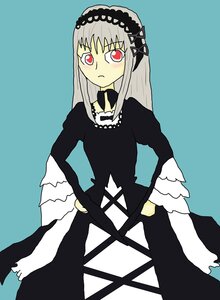 Rating: Safe Score: 0 Tags: 1girl black_dress black_wings blue_background closed_mouth dress frills frown hairband image long_hair long_sleeves looking_at_viewer pink_eyes red_eyes simple_background solo standing suigintou wings User: admin