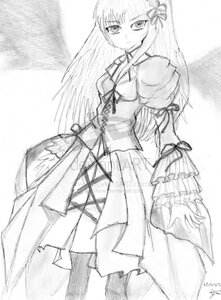 Rating: Safe Score: 0 Tags: 1girl auto_tagged dress frills greyscale image long_hair long_sleeves looking_at_viewer monochrome solo standing suigintou User: admin