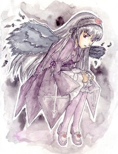 Rating: Safe Score: 0 Tags: 1girl bird black_wings dress feathered_wings feathers flower frills full_body hairband image long_hair long_sleeves pink_eyes rose solo standing suigintou very_long_hair wings User: admin