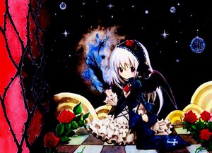 Rating: Safe Score: 0 Tags: 1girl auto_tagged brooch dress flower hat image moon red_eyes red_flower red_rose rose short_hair solo suigintou wings User: admin